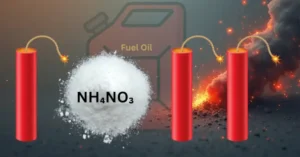 Dynamite and ammonium nitrate form 1011, symbolising the Delhi blast and editorial triage of geopolitical escalation.